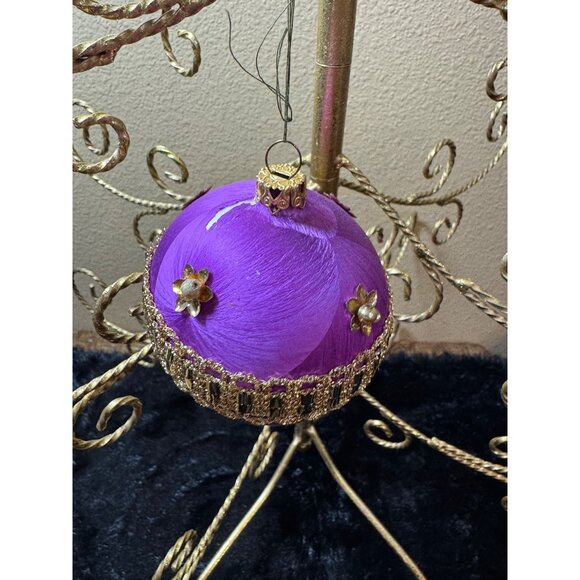 West Germany Koestel Christmas Ornament Purple And Gold Trimmings - Picture 4 of 7